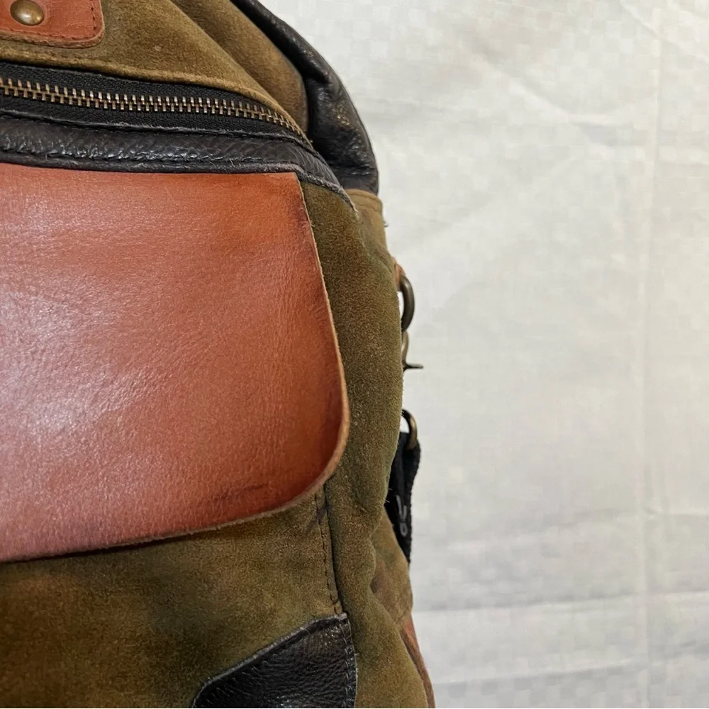Amsterdam Heritage Olive & Camel Suede Leather Men's Messenger Bag / Briefcase
